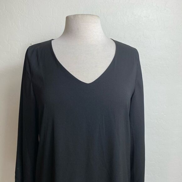 Little black dress S fringe hem and fringe sleeves V shape hem line - Picture 4 of 6